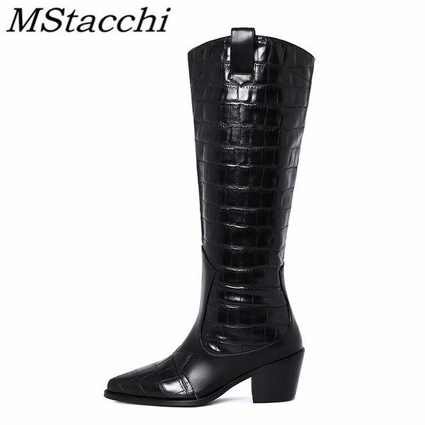 mstacchi winter boots women black crocodile print chunky heel pointed toe genuine leather boots knee-length mujer fashion
mstacchi winter boots women black crocodile print chunky heel pointed toe genuine leather boots knee-length mujer fashion