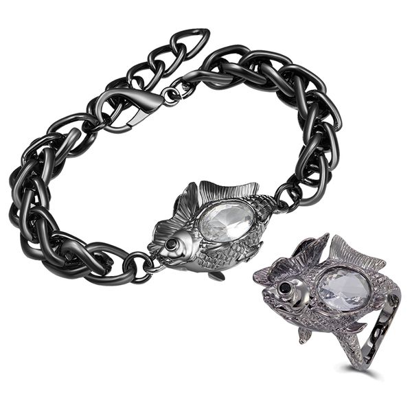hiphop big chain bracelet ring sets big fish animal design clear crystal cool gun black 2 pcs jewelry sets for women, Silver
hiphop big chain bracelet ring sets big fish animal design clear crystal cool gun black 2 pcs jewelry sets for women, Silver