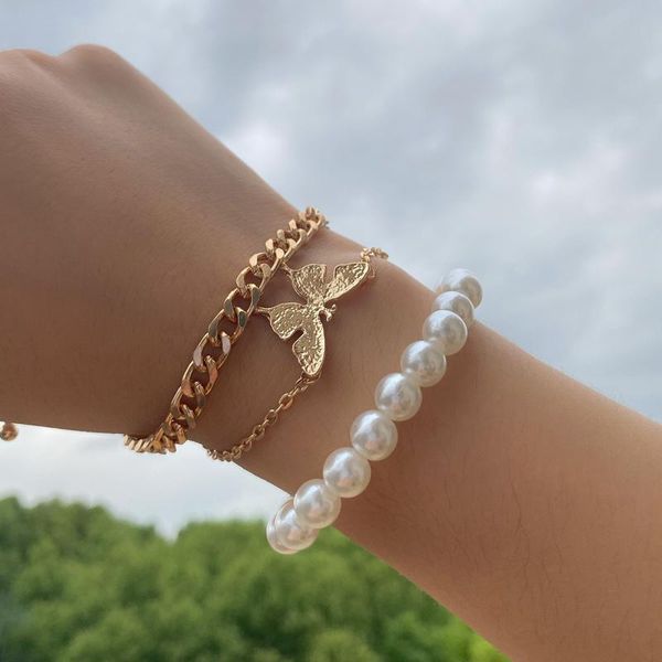 link, chain fashion vintage butterfly pendant bracelets bangles iron and simulated pearl bracelet for women creative punk kpop jewelry, Black
link, chain fashion vintage butterfly pendant bracelets bangles iron and simulated pearl bracelet for women creative punk kpop jewelry, Black