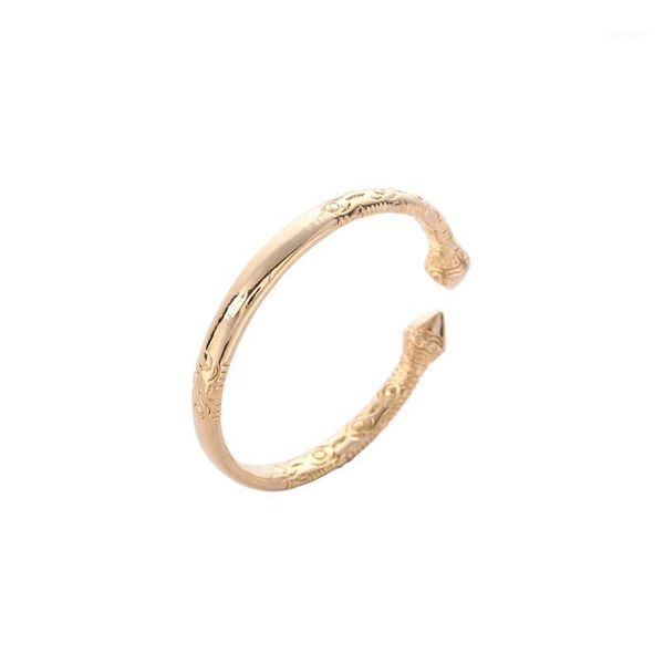 ethiopian african men jewelry bangle gold color opening embossing bangles1, Black