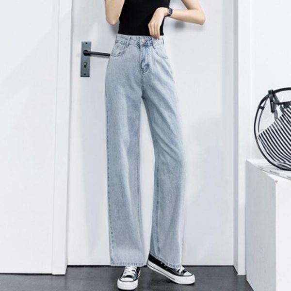 women's jeans straight trousers woman denim korea style wide foot high waist solid pants ankle length casual autumn female, Blue
women's jeans straight trousers woman denim korea style wide foot high waist solid pants ankle length casual autumn female, Blue