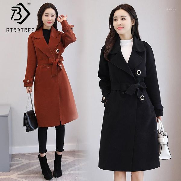 2019 autumn new women's solid fashion coats wool blends belt full sleeve turn-down collar pockets sequined clothing c98302k1, Black 
2019 autumn new women's solid fashion coats wool blends belt full sleeve turn-down collar pockets sequined clothing c98302k1, Black