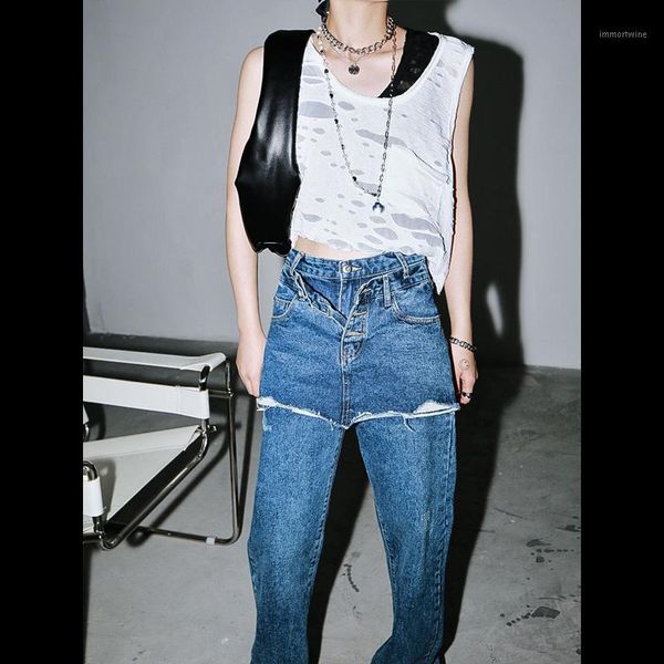 women jeans fake two straight jeans blur high waist fashion denim pants all match denim trousers spring autumn v8981, Blue
women jeans fake two straight jeans blur high waist fashion denim pants all match denim trousers spring autumn v8981, Blue