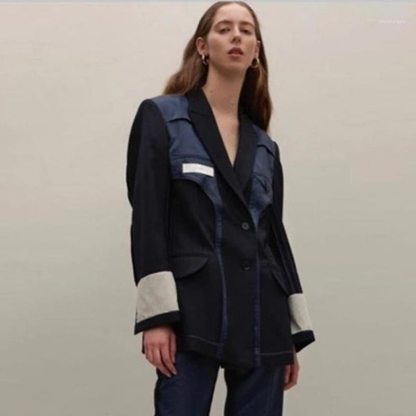 new fashion retro pu leather stitching suits hit color design blazer female chic korean version outerwear blazer wq23751, White;black
new fashion retro pu leather stitching suits hit color design blazer female chic korean version outerwear blazer wq23751, White;black