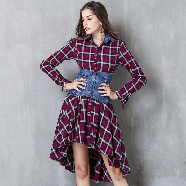 fashion women's fall 2021 black friday new plaid irregular long sleeve two-piece dress 82055, White 
fashion women's fall 2021 black friday new plaid irregular long sleeve two-piece dress 82055, White