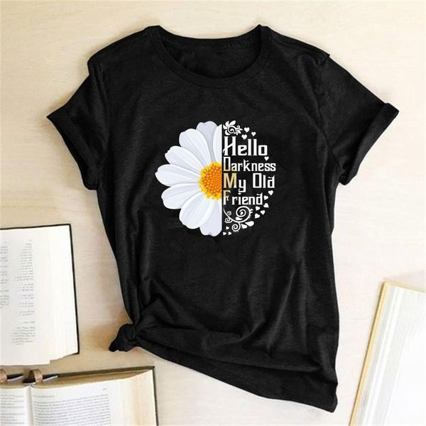 hello darkness my old friend print t-shirt women short sleeve white sunflower summer t shirt blusas mujer de moda 2021 verano
hello darkness my old friend print t-shirt women short sleeve white sunflower summer t shirt blusas mujer de moda 2021 verano
