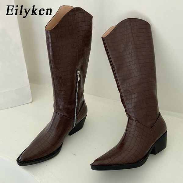 eilyken winter new cozy western cowboy women boots pointed toe pu leather knee high boots chunky wedge heel zipper ladies shoes, Black
eilyken winter new cozy western cowboy women boots pointed toe pu leather knee high boots chunky wedge heel zipper ladies shoes, Black