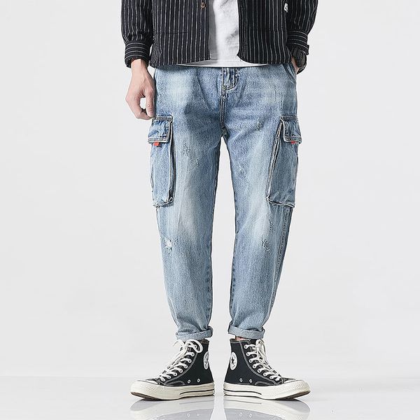 2021 new new fashionable men's large-pocket set denim pants streetwear designer hip-hop muddy male jeans 94d9, Blue
2021 new new fashionable men's large-pocket set denim pants streetwear designer hip-hop muddy male jeans 94d9, Blue