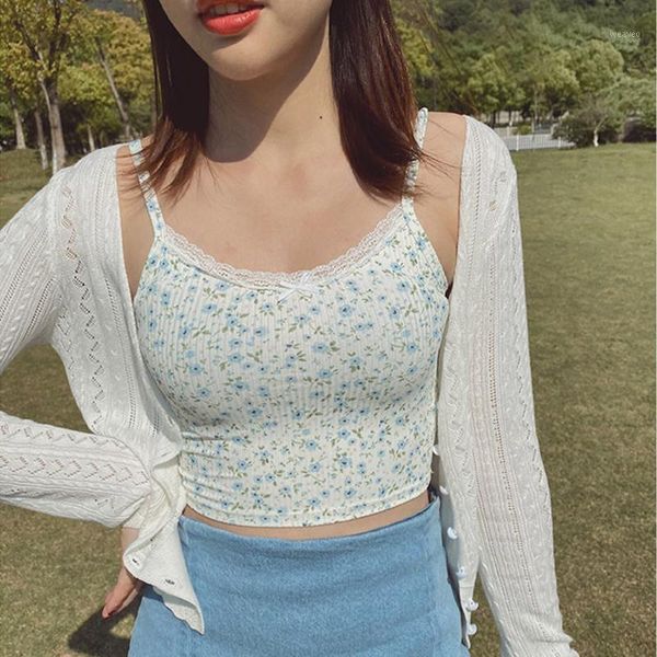 2020 summer floral print women fitted ribbed cropped spaghetti strap tank in print crop lace front camis with frill trimming1, White
2020 summer floral print women fitted ribbed cropped spaghetti strap tank in print crop lace front camis with frill trimming1, White