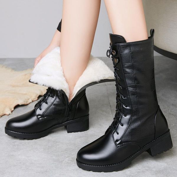 winter thick wool women boots genuine leathe plus size 43 platform heel lace-up warm woman botas mujer, Black
winter thick wool women boots genuine leathe plus size 43 platform heel lace-up warm woman botas mujer, Black
