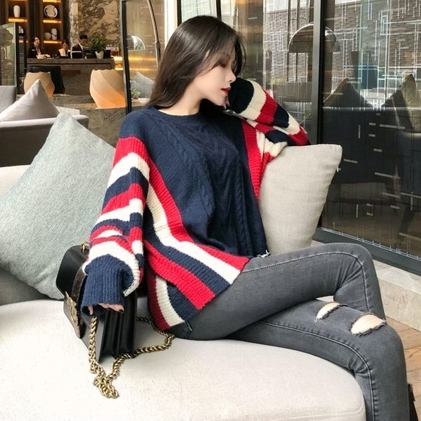 autumn and winter new net red languid sweater coat color contrast long sleeve bottom knitted women wear warm t-shirt
autumn and winter new net red languid sweater coat color contrast long sleeve bottom knitted women wear warm t-shirt