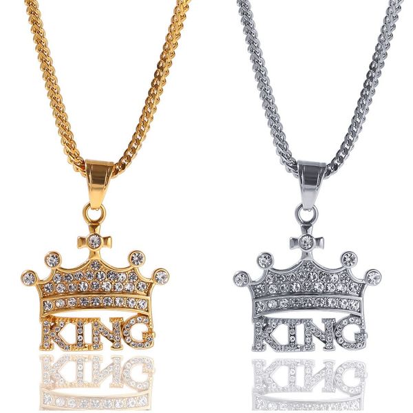 bing iced out crown king pendants necklaces men stainless steel crystal hip hop rapper tennis chain cool street jewelry, Silver
bing iced out crown king pendants necklaces men stainless steel crystal hip hop rapper tennis chain cool street jewelry, Silver