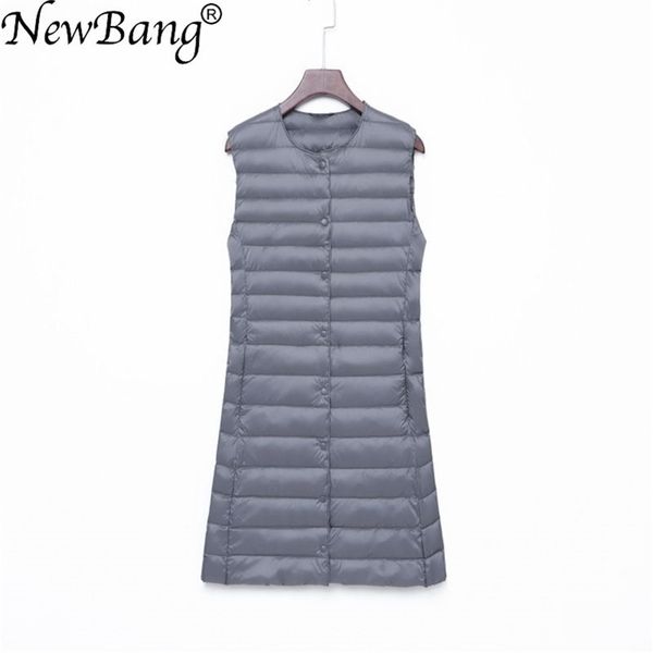 newbang brand long women's vest ultra light down vest women waitcoat female down coat slim sleeveless without collar jacket 201214, Black;white
newbang brand long women's vest ultra light down vest women waitcoat female down coat slim sleeveless without collar jacket 201214, Black;white