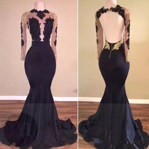 party dresses open back mermaid prom long sleeve lace applique floor length see through formal evening gowns dress, White;black
party dresses open back mermaid prom long sleeve lace applique floor length see through formal evening gowns dress, White;black