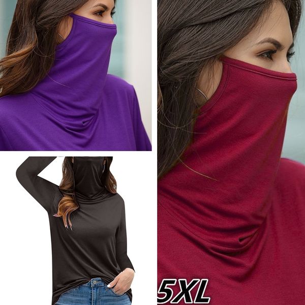 women fashion face mask high neck long sleeve t-shirt solid color pullover blouses shirt casual tee 2020 wholesale sale cz1019b, White
women fashion face mask high neck long sleeve t-shirt solid color pullover blouses shirt casual tee 2020 wholesale sale cz1019b, White