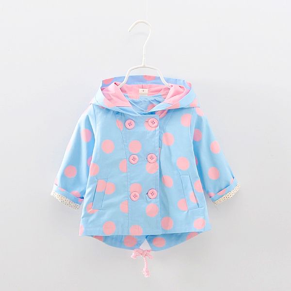baby girl dot trench coat 1029, Blue;gray