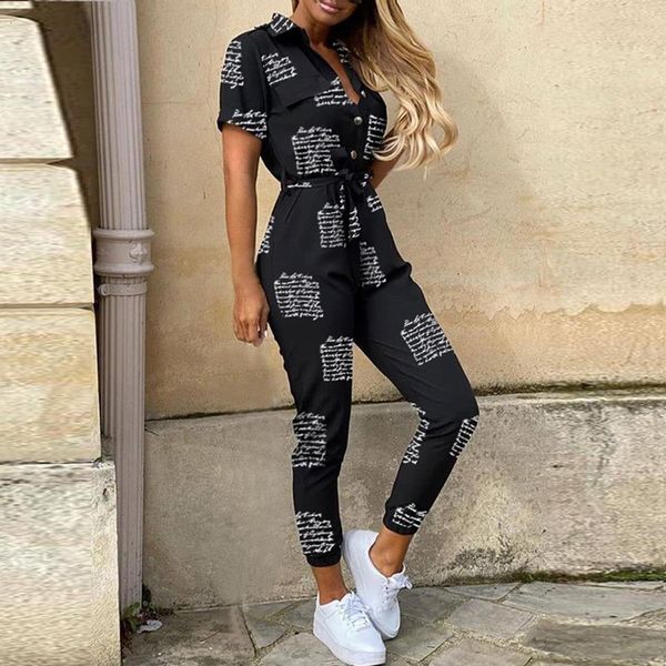 2020 letter print jumpsuit women summer 2020 deep v neck button shirt overalls short sleeve office lady one piece romper belt, Black;white
2020 letter print jumpsuit women summer 2020 deep v neck button shirt overalls short sleeve office lady one piece romper belt, Black;white