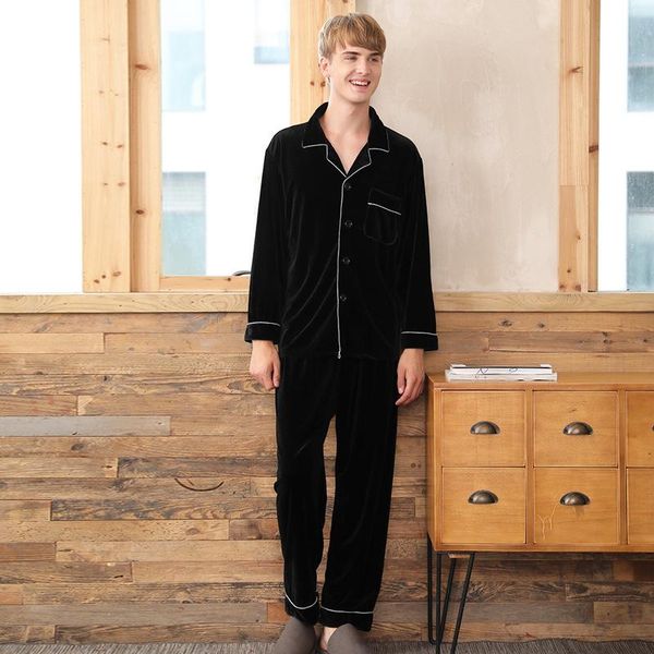men's sleepwear gold velvet pajamas winter long sleeve pants two piece set korean cashmere household clothing manufacturers wholes, Black;brown
men's sleepwear gold velvet pajamas winter long sleeve pants two piece set korean cashmere household clothing manufacturers wholes, Black;brown