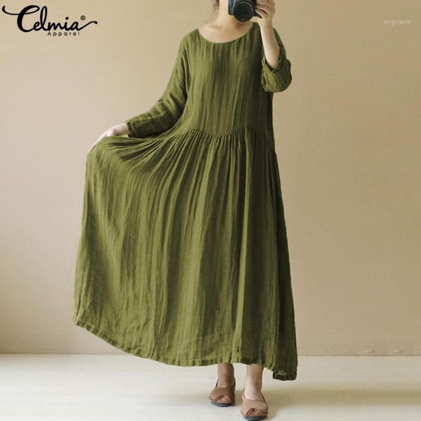 celmia dress women vintage solid maxi long dress autumn long sleeve casual loose shirt dresses fashion o-neck plus size vestidos1, Black;gray
celmia dress women vintage solid maxi long dress autumn long sleeve casual loose shirt dresses fashion o-neck plus size vestidos1, Black;gray