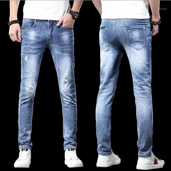 2020 spring summer men's ripped jeans stretch slim feet denim pants hole jeans more styles1, Blue
2020 spring summer men's ripped jeans stretch slim feet denim pants hole jeans more styles1, Blue