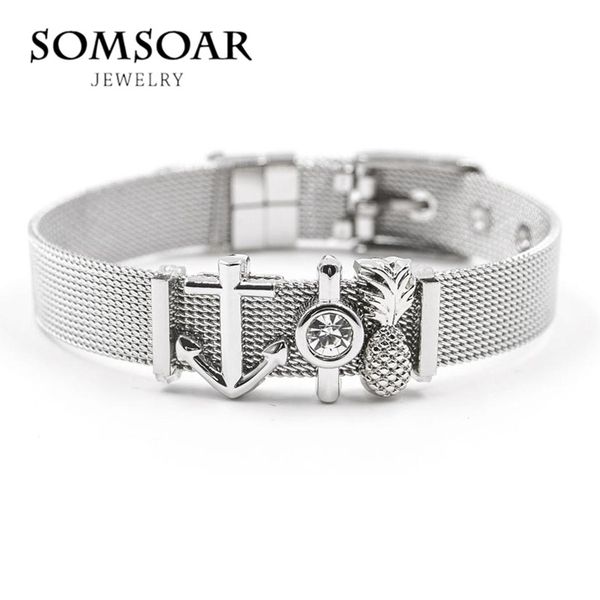 somsoar jewelry silver stainless steel mesh charms bracelet set with rubber preventer and selling diy charms as gift, Golden;silver
somsoar jewelry silver stainless steel mesh charms bracelet set with rubber preventer and selling diy charms as gift, Golden;silver