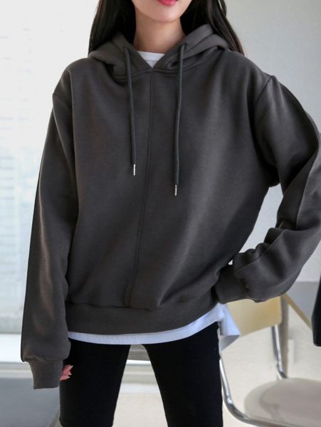 dazy drop shoulder drawstring thermal hoodie without tee k45z#, White;black
