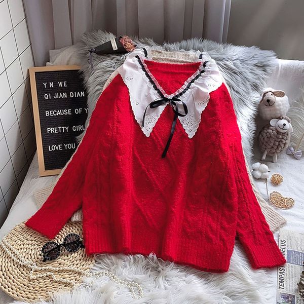lazy wind twist pullover pullover for women early autumn 2020 new korean loose v-neck knitted lace collar 5mj3r, White;black
lazy wind twist pullover pullover for women early autumn 2020 new korean loose v-neck knitted lace collar 5mj3r, White;black