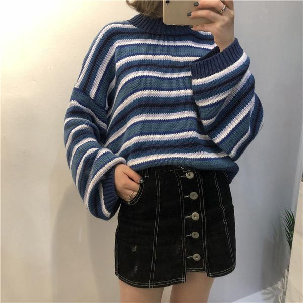 women harajuku autumn winter sweater blue amp white striped jumper embroidered cropped knit oversized sweater pullovers kawaii, White;black
women harajuku autumn winter sweater blue amp white striped jumper embroidered cropped knit oversized sweater pullovers kawaii, White;black