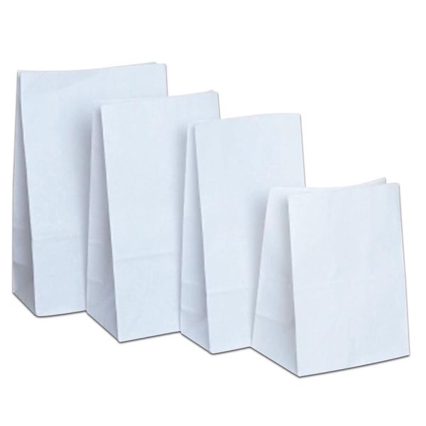 100pcs 4 Sizes White Open Kraft Paper Packing Bag With Flat Bottom Party Gifts Crafts Stand Up Paper Pouch For H Wmtcuu