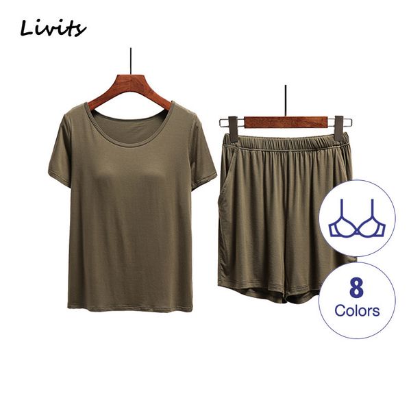 women's pajamas sets built-in bra push up modal short sleeve pajamas pyjamas sleepwear nightwear loungewear for female y200708, Black;red
women's pajamas sets built-in bra push up modal short sleeve pajamas pyjamas sleepwear nightwear loungewear for female y200708, Black;red