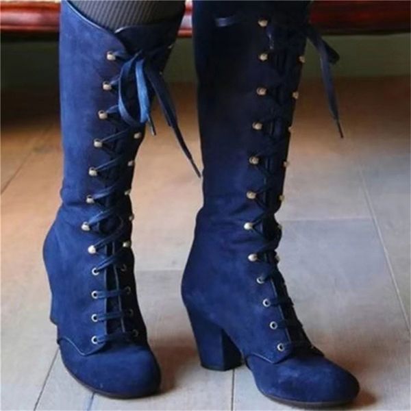 2021 new kneel retro vintage women mid-calf boots lace up gross leaps shoes zz1f, Black
2021 new kneel retro vintage women mid-calf boots lace up gross leaps shoes zz1f, Black