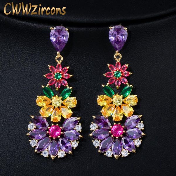 cwwzircons unique multicolored cubic zirconia cluster flower dangle drop earrings for women wedding party dress jewelry cz430, Silver
cwwzircons unique multicolored cubic zirconia cluster flower dangle drop earrings for women wedding party dress jewelry cz430, Silver