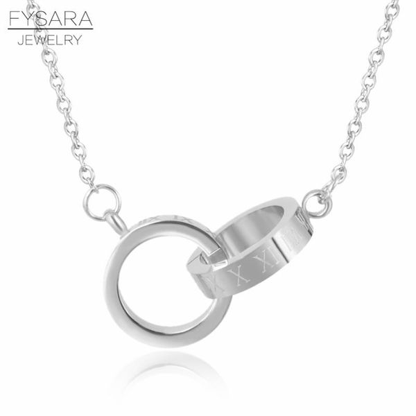 pendant necklaces fysara roman numeral two circle double buckle necklace jewelry female stainless steel clavicle love collars, Silver
pendant necklaces fysara roman numeral two circle double buckle necklace jewelry female stainless steel clavicle love collars, Silver