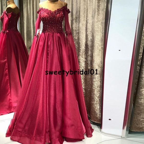 red a line prom dress 2021 long sleeves off the shoulder chiffon beads arabic fomal reception party gowns vestidos de novia, Black
red a line prom dress 2021 long sleeves off the shoulder chiffon beads arabic fomal reception party gowns vestidos de novia, Black
