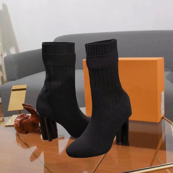 spring autumn knitted elastic boots letter thick heels womens designers shoes high heel knit boots fashion socks boots women lady, Black
spring autumn knitted elastic boots letter thick heels womens designers shoes high heel knit boots fashion socks boots women lady, Black