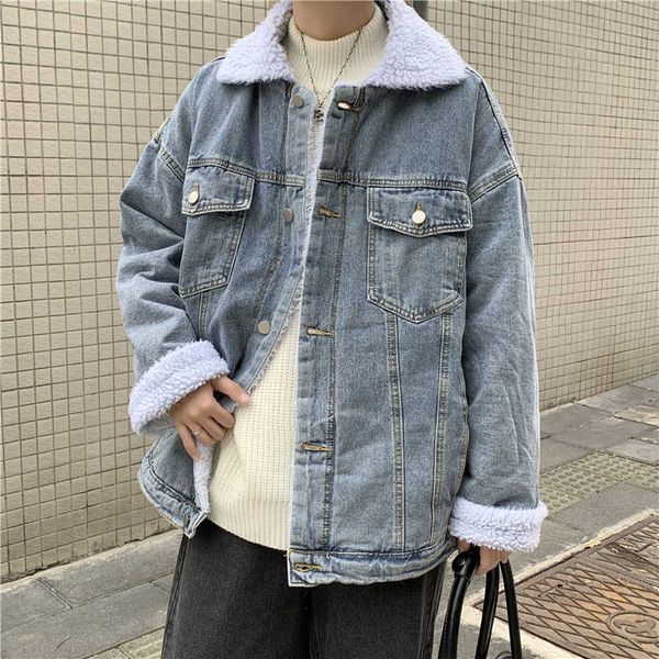 winter lamb wool coat men's plush thickened warm versatile denim cotton clothes, Black;brown
winter lamb wool coat men's plush thickened warm versatile denim cotton clothes, Black;brown