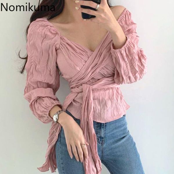 nomikuma korean chic v-neck womens and blouses bandage slim waist long sleeve blusas mujer 2020 new pleated shirts 6b2191, White
nomikuma korean chic v-neck womens and blouses bandage slim waist long sleeve blusas mujer 2020 new pleated shirts 6b2191, White