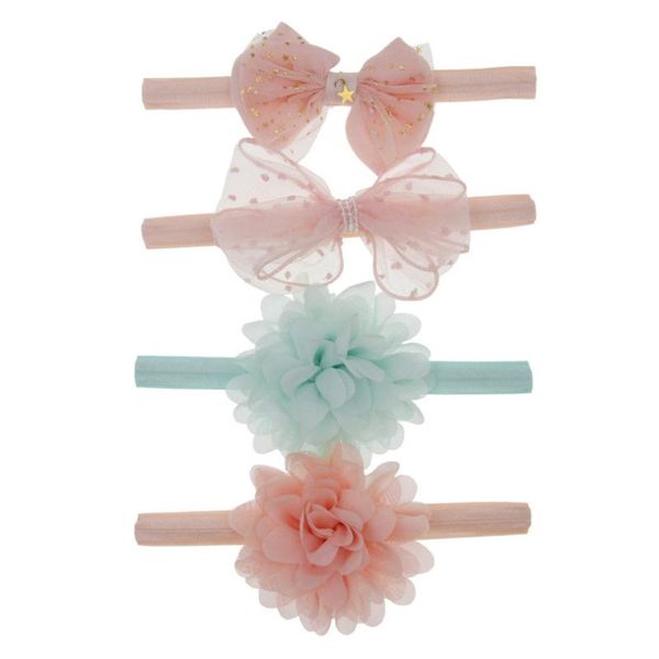 hair accessories 10pcs kids floral headband girls baby bowknot hairband set #4m02, Slivery;white