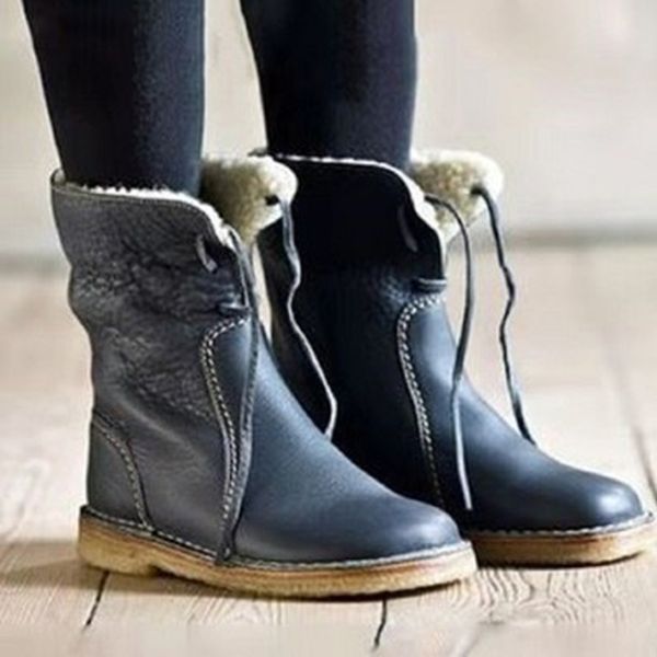 women snow winter middle solid tied plush warm shoes plus size 43 easy wear girl flat boots q1104, Black
women snow winter middle solid tied plush warm shoes plus size 43 easy wear girl flat boots q1104, Black