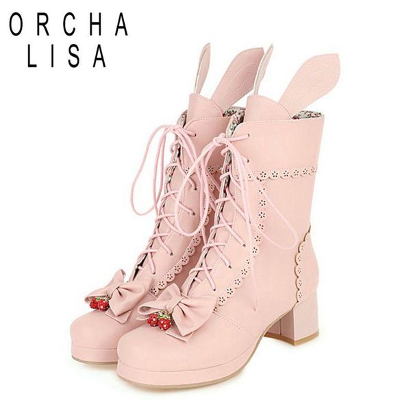 fashion sweet lolita cosplay boots princess girl lace up bowtie chunky high heel boots mid-calf 5cm heels shoes big size30-46, Black
fashion sweet lolita cosplay boots princess girl lace up bowtie chunky high heel boots mid-calf 5cm heels shoes big size30-46, Black