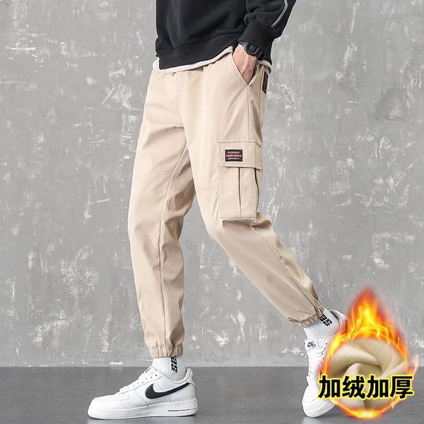 men's pants winter style cashmere casual overalls plus plush warm capris, Black
men's pants winter style cashmere casual overalls plus plush warm capris, Black