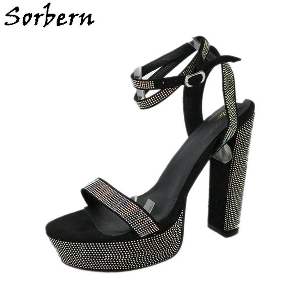 sorbern colored crystal women sandals ankle strap wrapped block heel rhinestones chunky heel sandal ladies platform shoes, Black
sorbern colored crystal women sandals ankle strap wrapped block heel rhinestones chunky heel sandal ladies platform shoes, Black