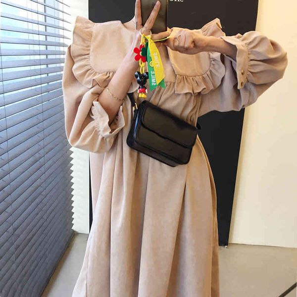 chic vintage dress woman autumn winter wooden ears large lapel loose puff sleeves mid-length corduroy dresses tide, Black;gray
chic vintage dress woman autumn winter wooden ears large lapel loose puff sleeves mid-length corduroy dresses tide, Black;gray