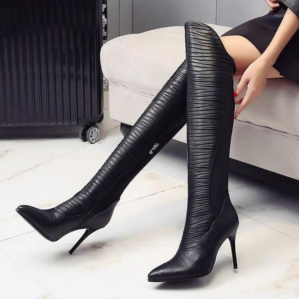 boots (33~43) women's genuine leather pointed toe comfortable over the knee woman 9cm high heels shoes winter female dxm-11, Black
boots (33~43) women's genuine leather pointed toe comfortable over the knee woman 9cm high heels shoes winter female dxm-11, Black