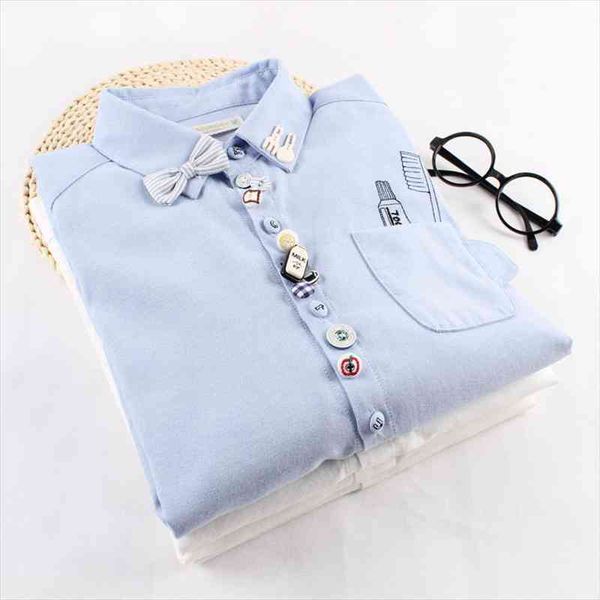 Preppy Style Cotton Cartoon Blouse Mori Girl White And Light Blue Cute Shirts Japanese Autumn And Winter Patches Tops
Preppy Style Cotton Cartoon Blouse Mori Girl White And Light Blue Cute Shirts Japanese Autumn And Winter Patches Tops