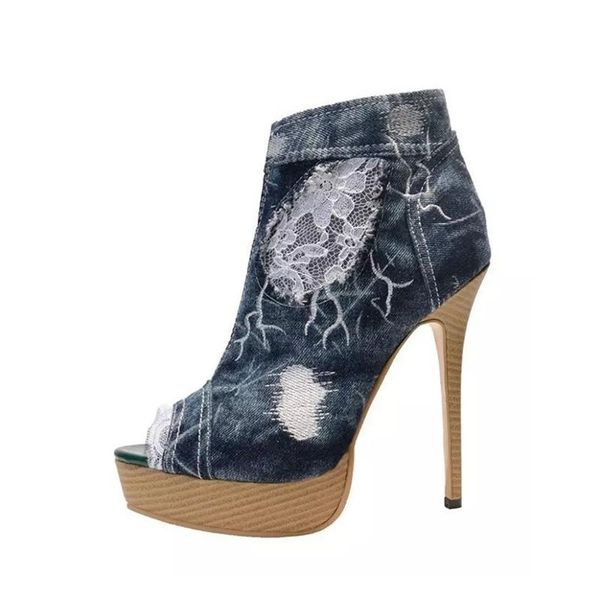 boots zipper denim peep toe ankle bootie platform shoes high-heeled cut-out gladiator wooden heel, Black
boots zipper denim peep toe ankle bootie platform shoes high-heeled cut-out gladiator wooden heel, Black