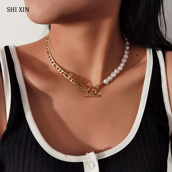 shixin asymmetry pearl bead with chunky chain necklace short choker colar buckle pendant necklace for women fashion neck jewelry, Golden;silver
shixin asymmetry pearl bead with chunky chain necklace short choker colar buckle pendant necklace for women fashion neck jewelry, Golden;silver
