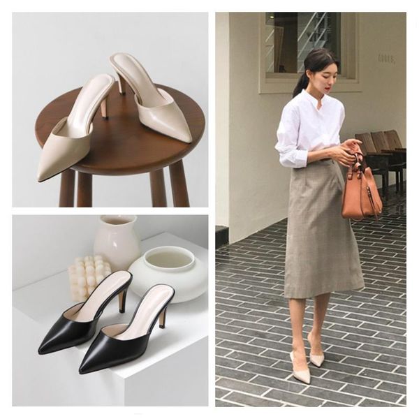 new 6cm/8cm pumps 2020 open heel shoes fashion korean slippers pointed nightclub high heels, Black
new 6cm/8cm pumps 2020 open heel shoes fashion korean slippers pointed nightclub high heels, Black