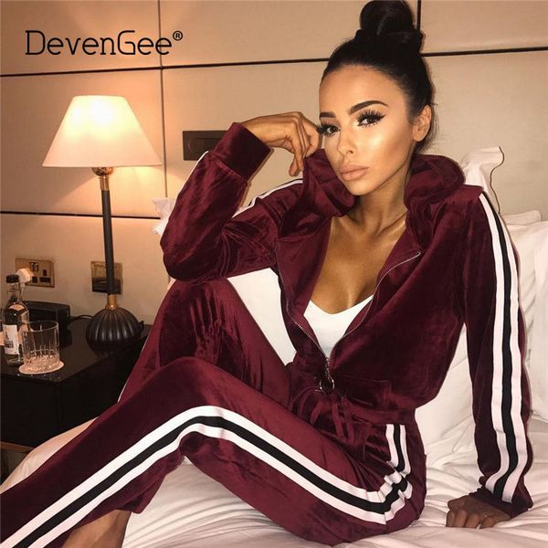 devengee new women sportswear autumn winter warm velvet tracksuit two piece set stripe sweatshirt pant sweat suit home clothing, White
devengee new women sportswear autumn winter warm velvet tracksuit two piece set stripe sweatshirt pant sweat suit home clothing, White