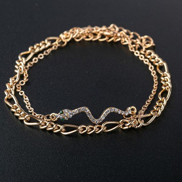 2pcs punk chunky chain snake bracelet bangle for women gold color serpent crystal multilayer charm bracelets boho jewelry, Black
2pcs punk chunky chain snake bracelet bangle for women gold color serpent crystal multilayer charm bracelets boho jewelry, Black